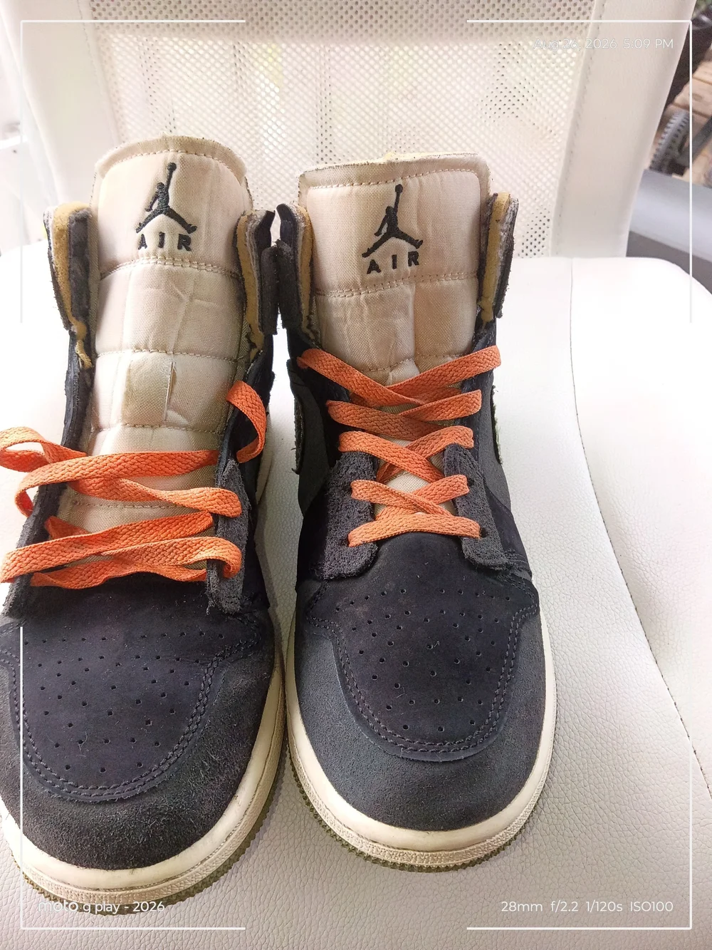 Jordan Kids High-Top Sneakers in Black, Olive & Orange